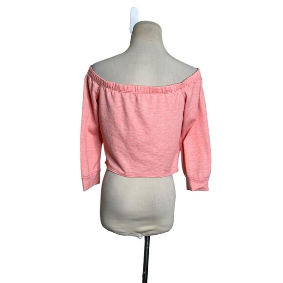 Vernacular pink 3/4 sleeves off shoulder crop top size Large - Picture 8 of 10